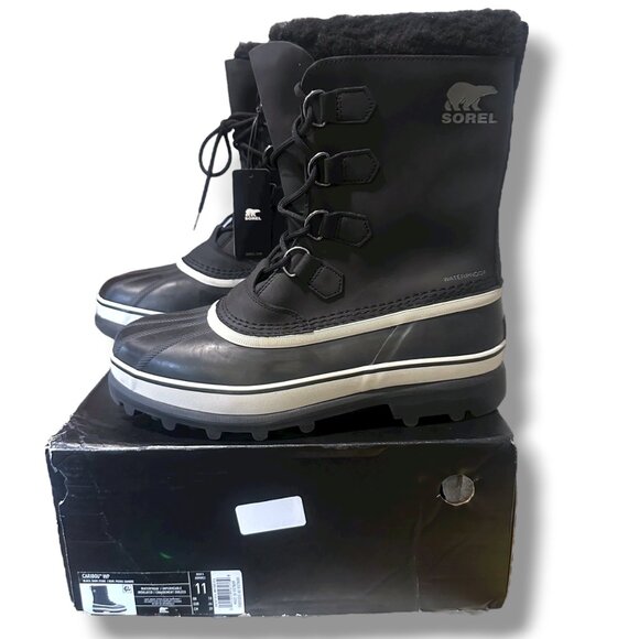 Sorel Caribou WP Insulated Men’s Size 11 Black Waterproof Winter Snow Boots - Picture 14 of 16